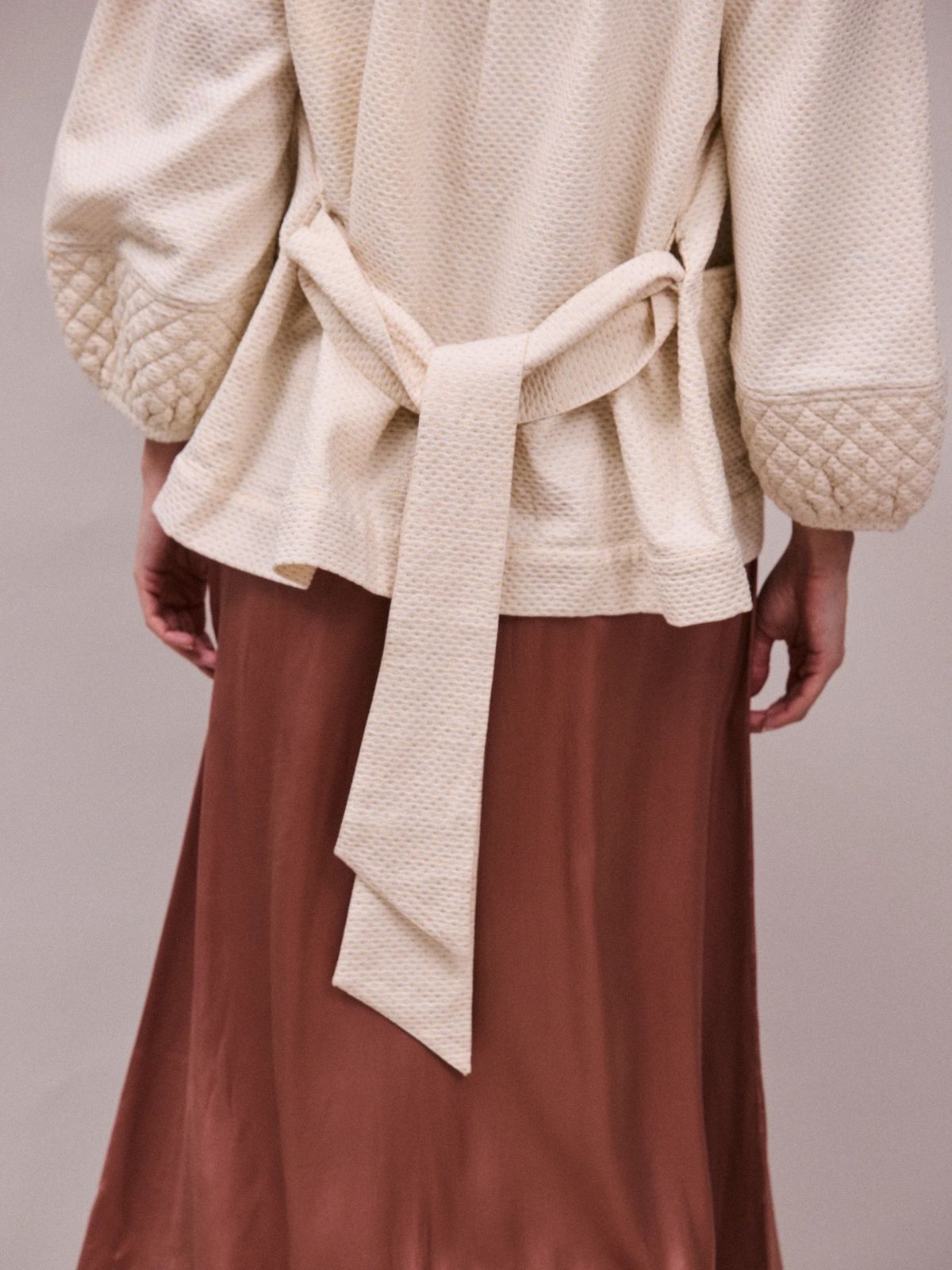 Deia  Lurex Kimono Jacket - Vintage White & Gold