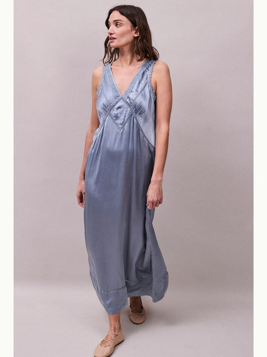 Primrose Lace Trimmed  Dress - Cornflower Blue