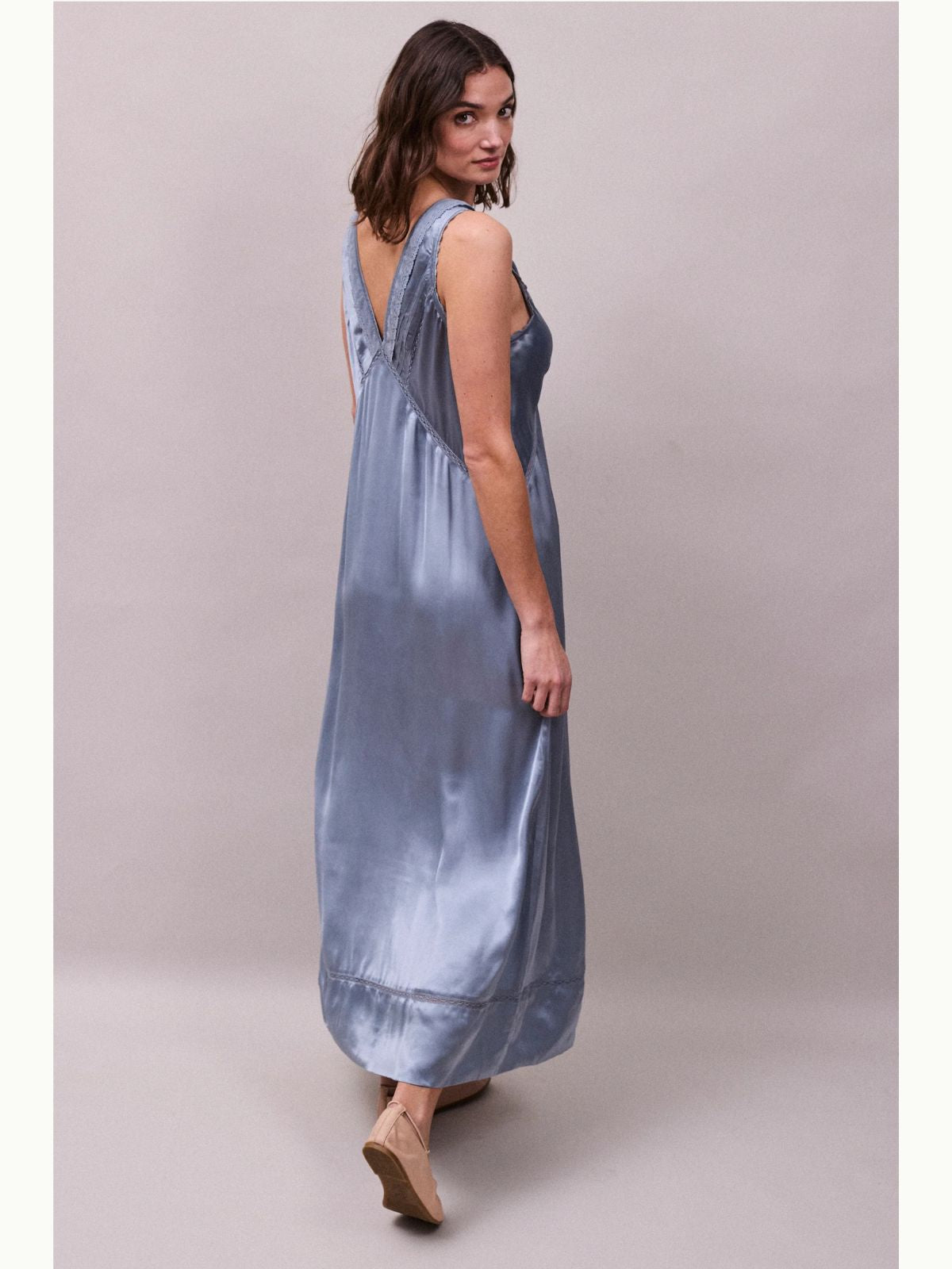 Primrose Lace Trimmed  Dress - Cornflower Blue