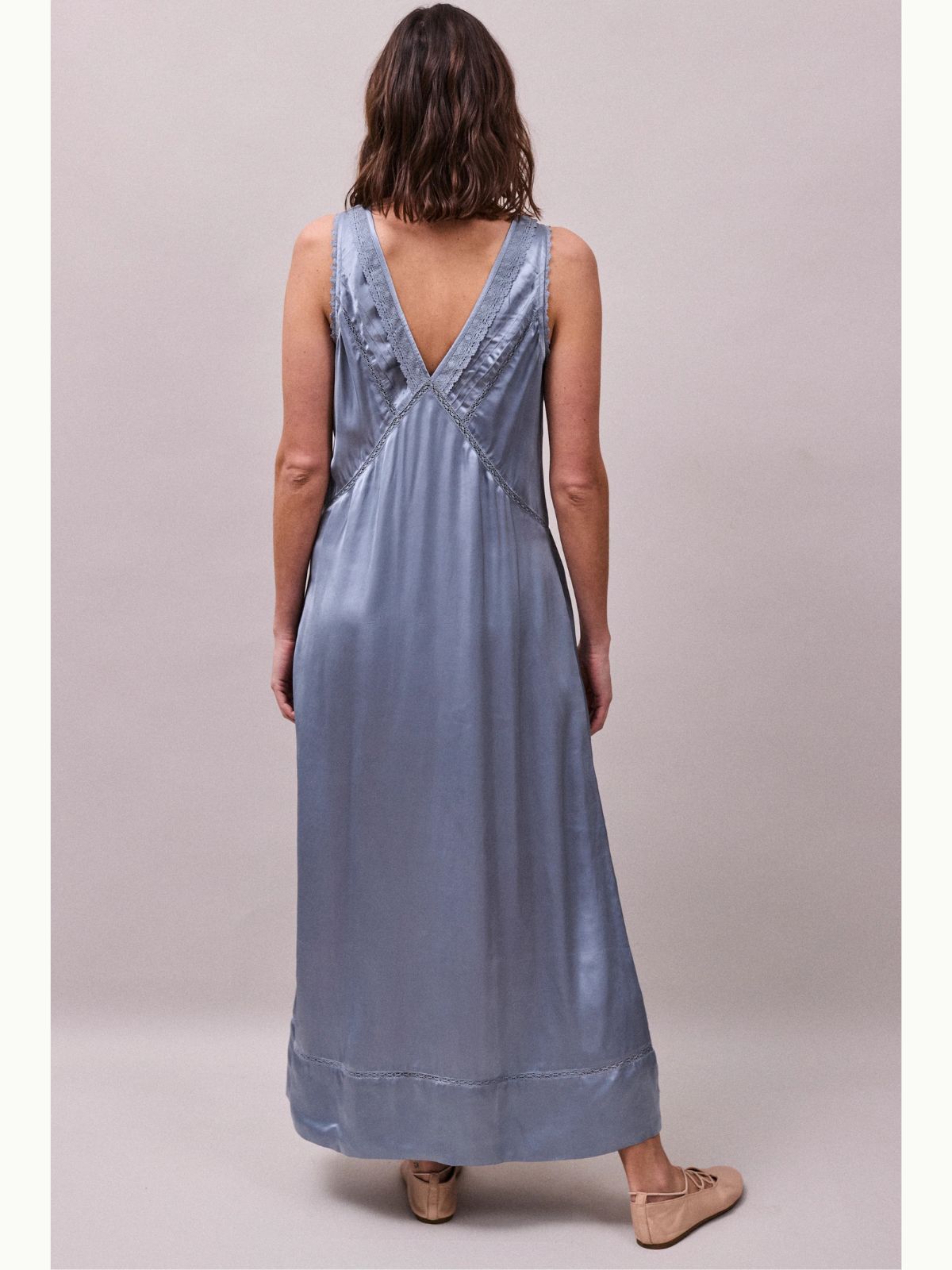 Primrose Lace Trimmed  Dress - Cornflower Blue