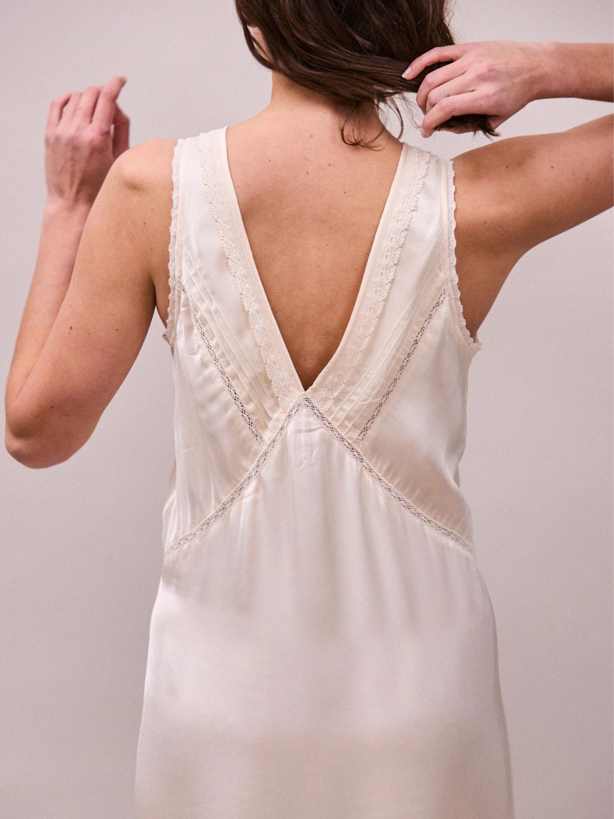 Primrose Lace Trimmed  Dress - Oyster