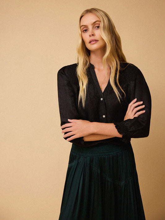 Rhys Silk Blend Blouse - Black