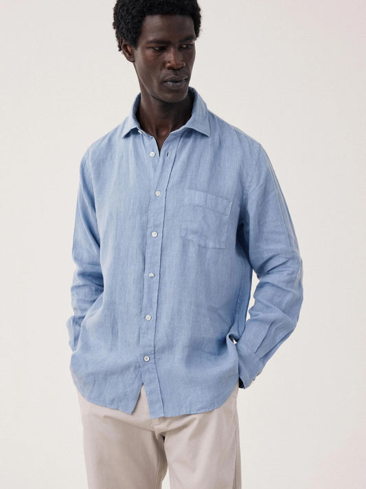 Linen Long Sleeves Shirt - Bleach Blue