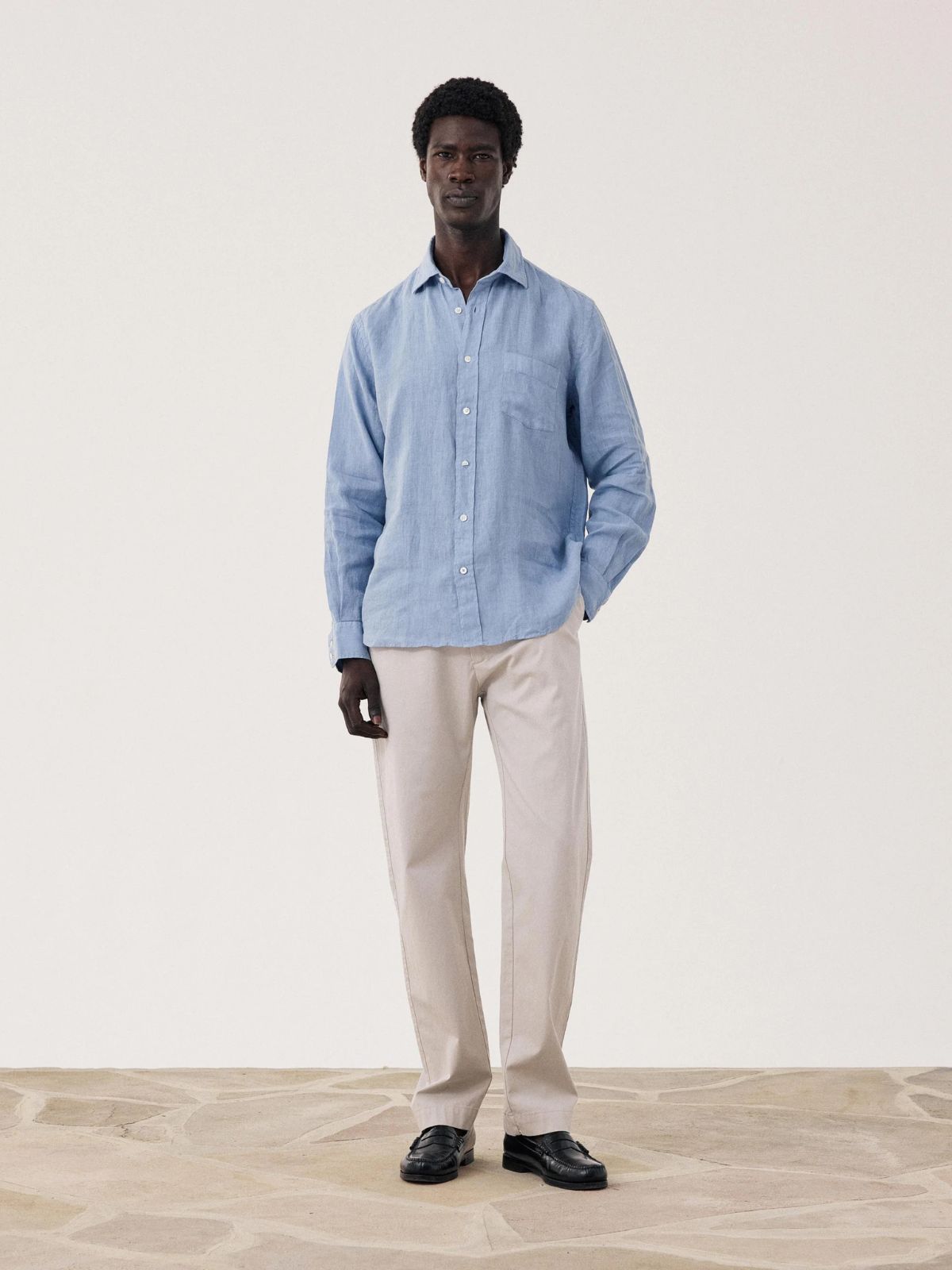 Iris Fashion - HARTFORD - Linen Long Sleeves Shirt - Bleach Blue