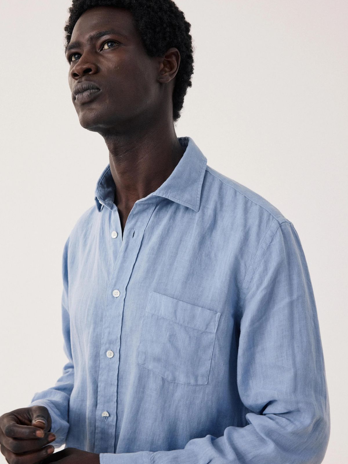 Iris Fashion - HARTFORD - Linen Long Sleeves Shirt - Bleach Blue