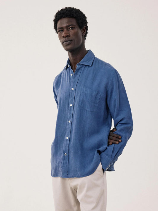 Linen Long Sleeves Shirt - Denim