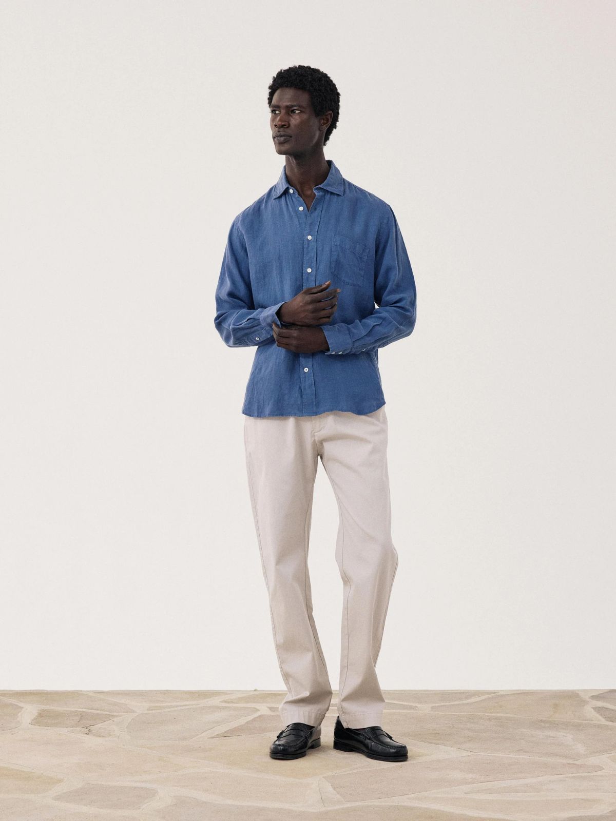 Iris Fashion - HARTFORD - Linen Long Sleeves Shirt - Denim