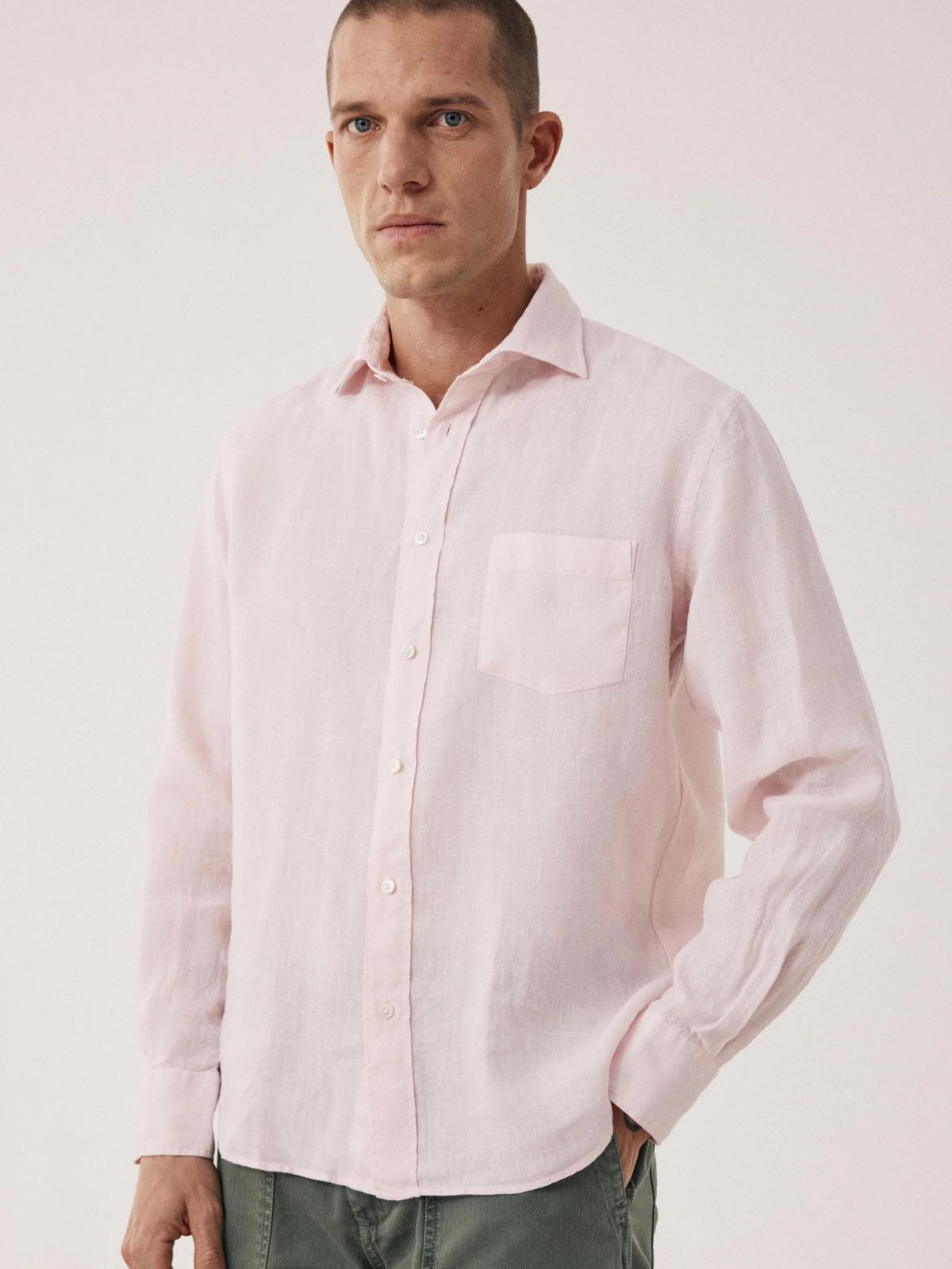 Iris Fashion - HARTFORD - Linen Long Sleeves Shirt - Pink