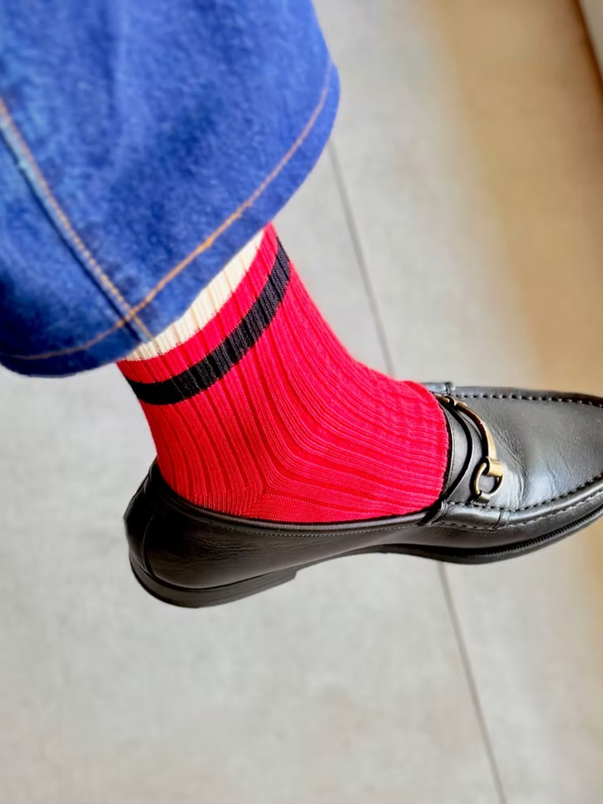 Vintage 1980 Stripe Socks - Red