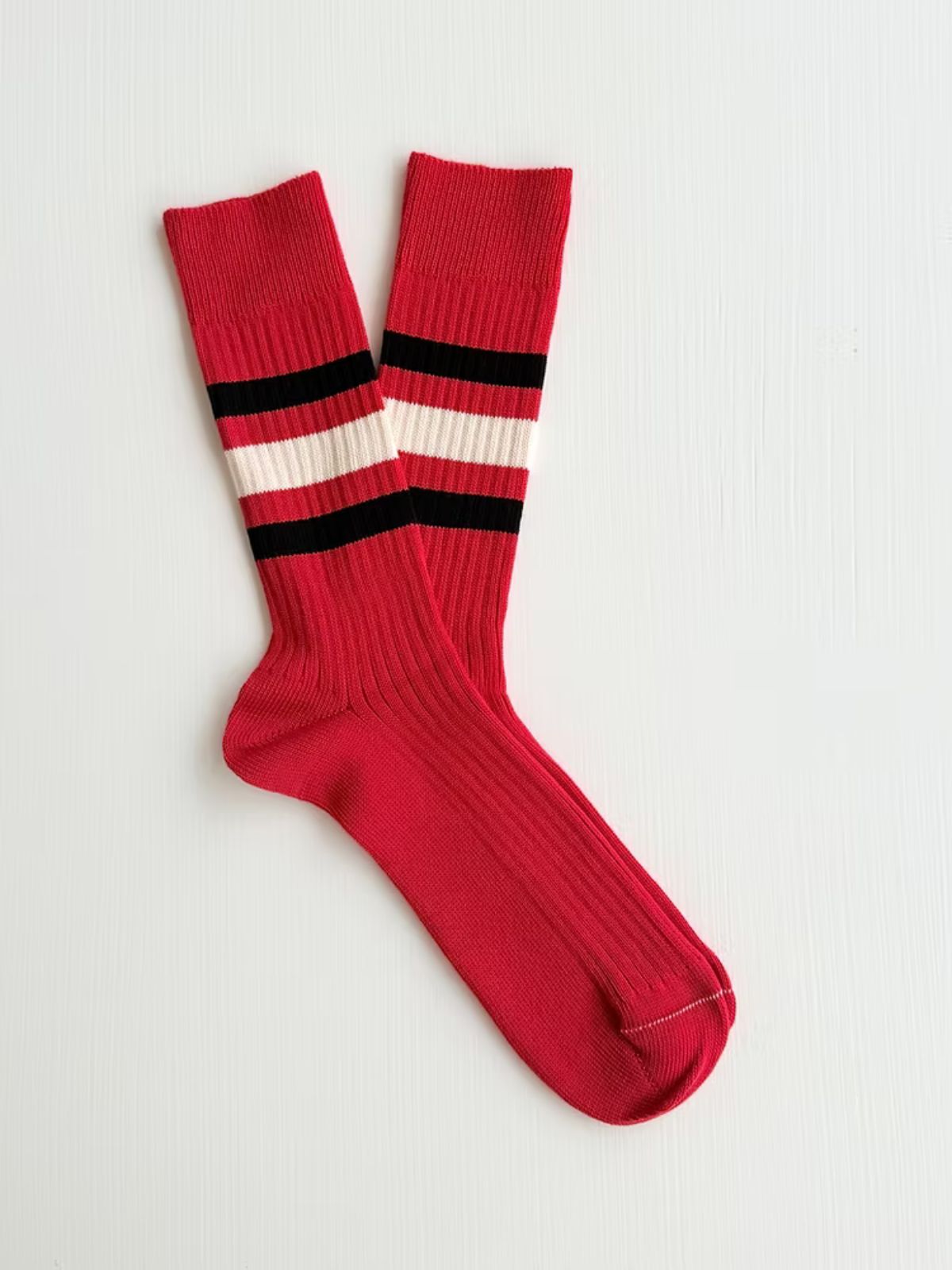 Vintage 1980 Stripe Socks - Red