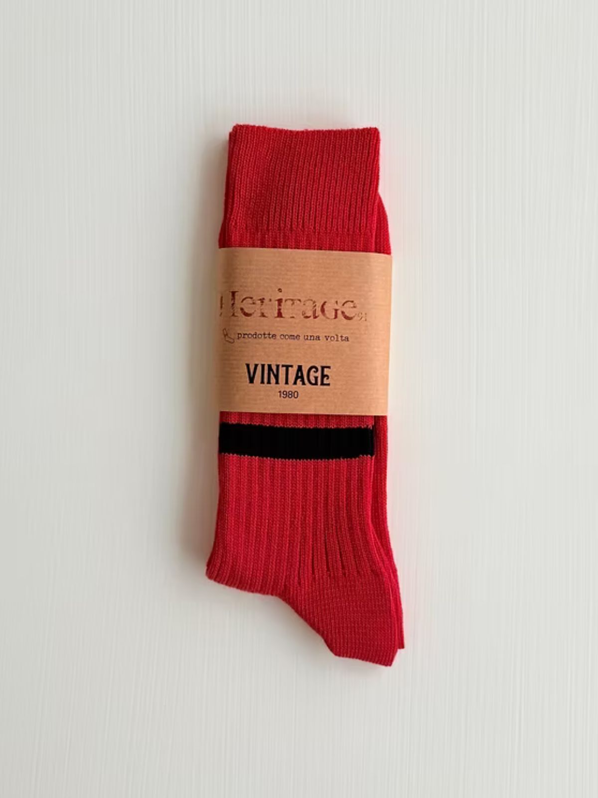 Vintage 1980 Stripe Socks - Red