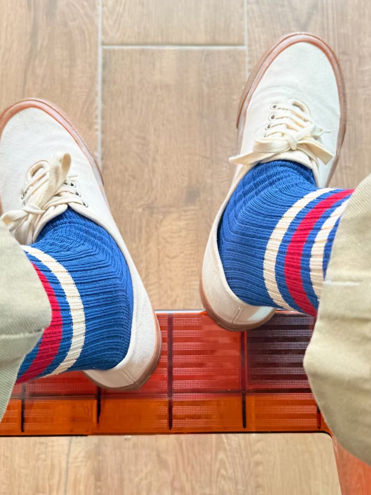 Vintage 1980 Stripe Socks - Blue