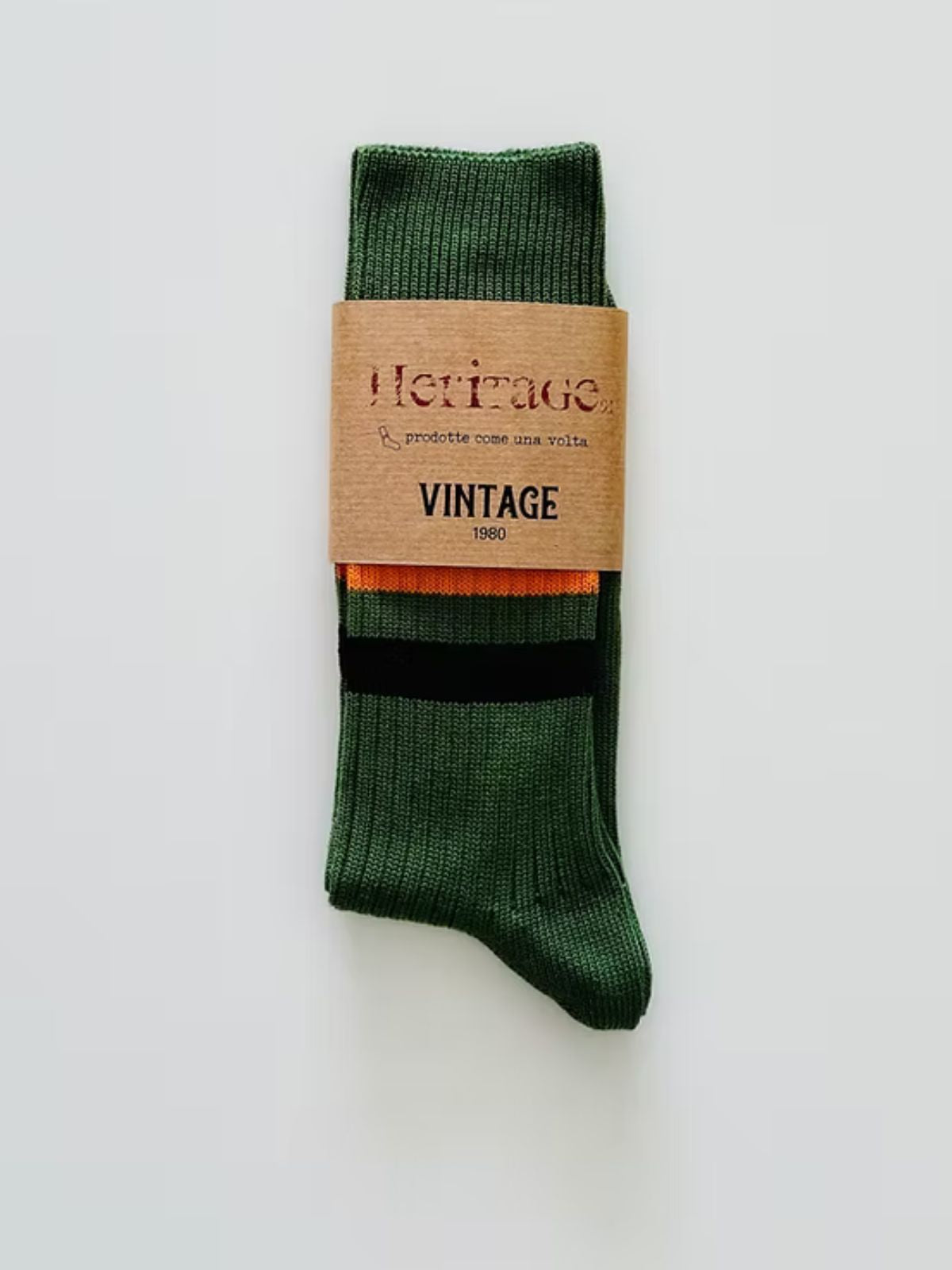 Vintage 1980 Stripe Socks - Green