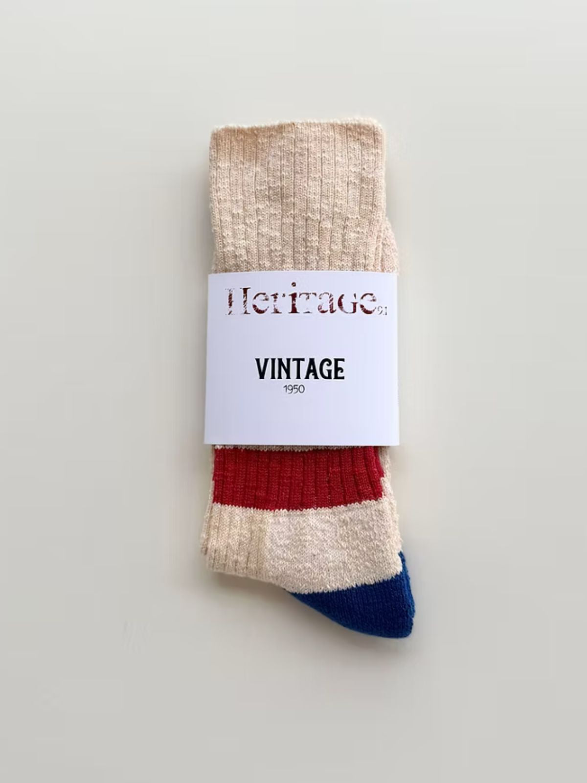 Vintage 1950 Stripe Socks - Oatmeal