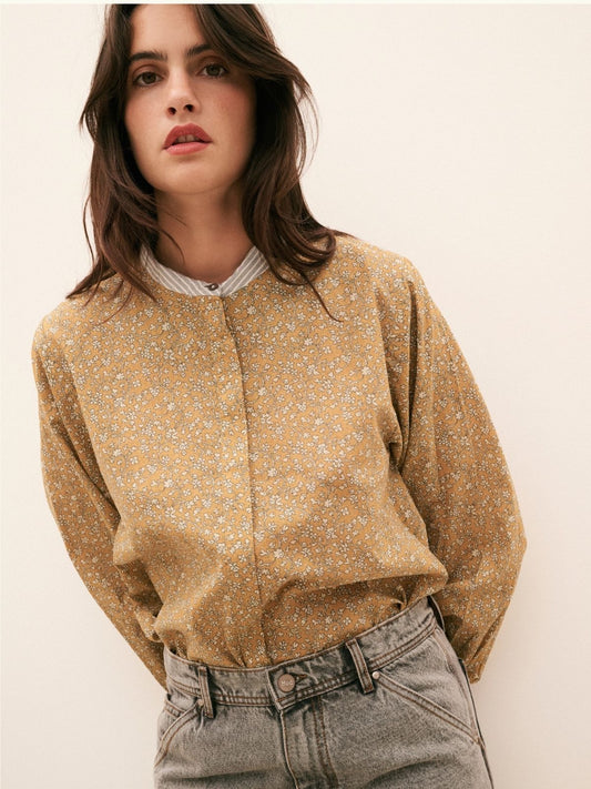 Naila Flower Blouse - Mustard