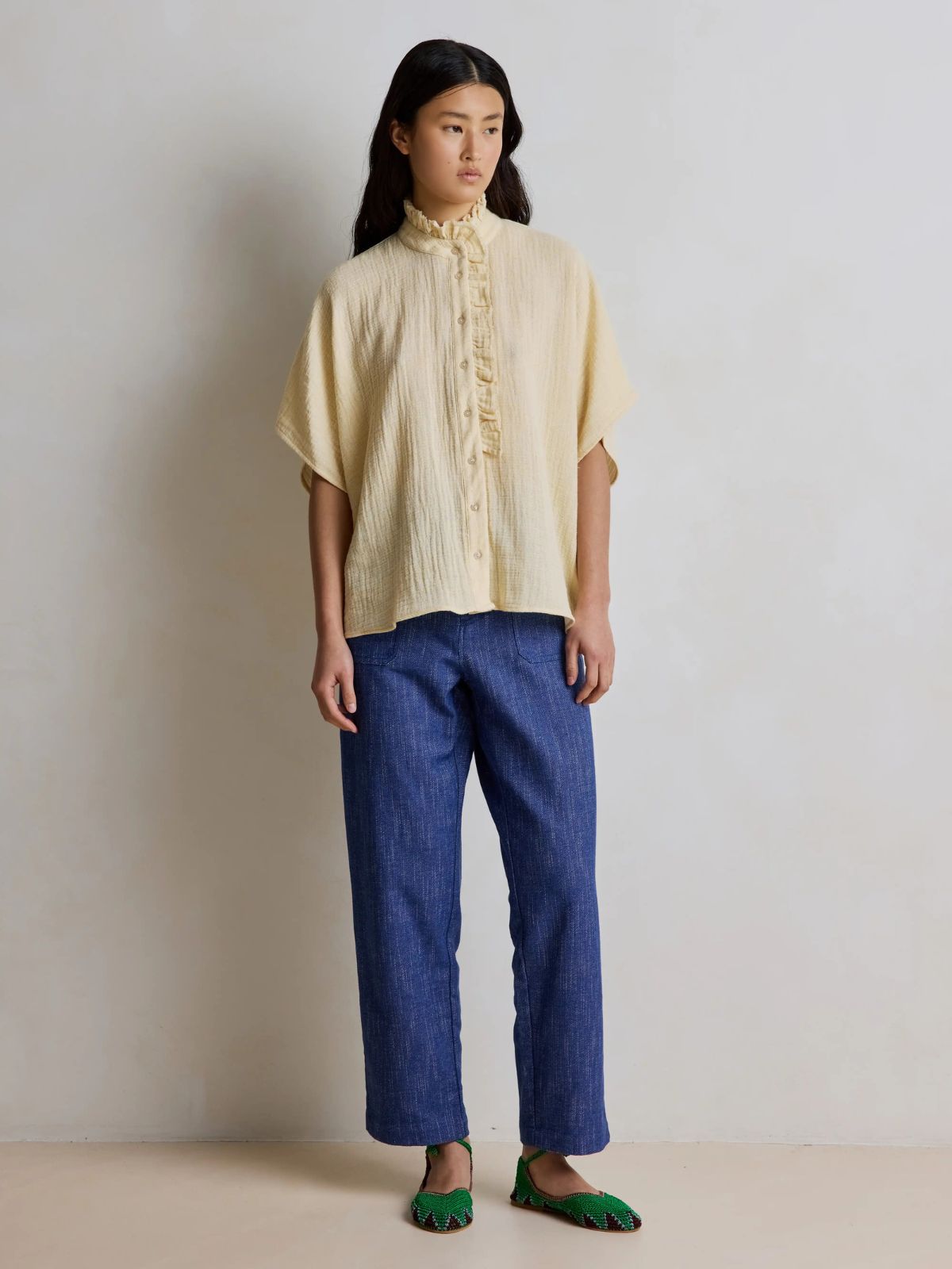 Natasha Frill Blouse - Buttercup