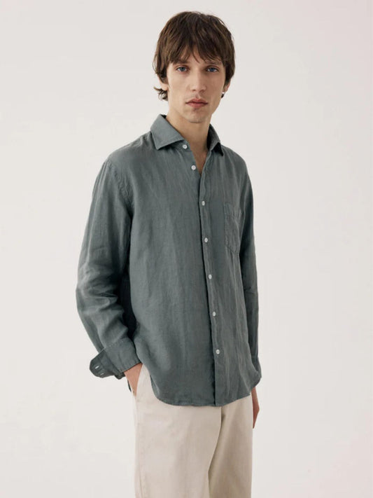 Iris Fashion - HARTFORD - Linen Long Sleeves Shirt - Army