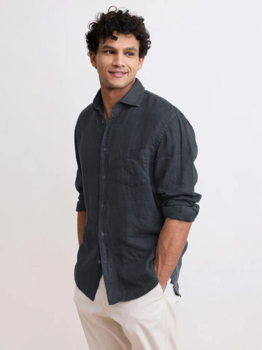 Iris Fashion - HARTFORD - Linen Long Sleeves Shirt - Storm Grey