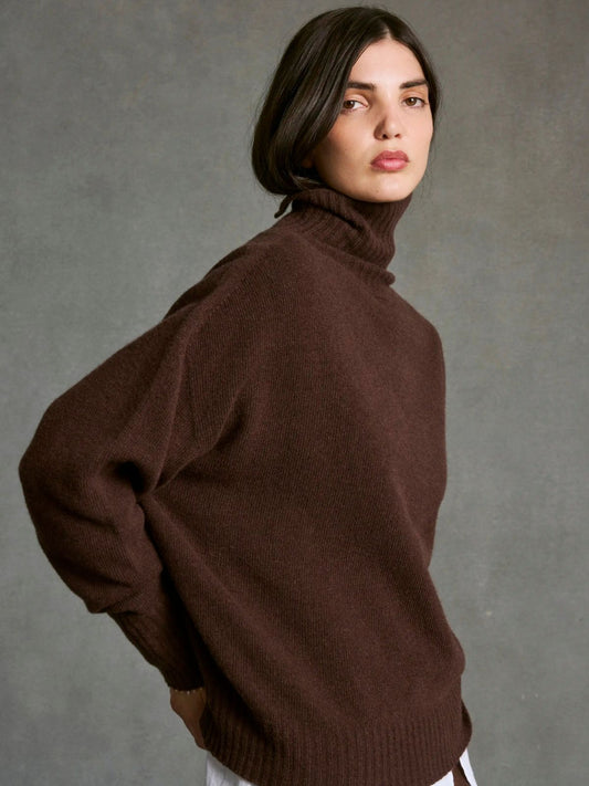 Sela Roll Neck Jumper - Chocolate