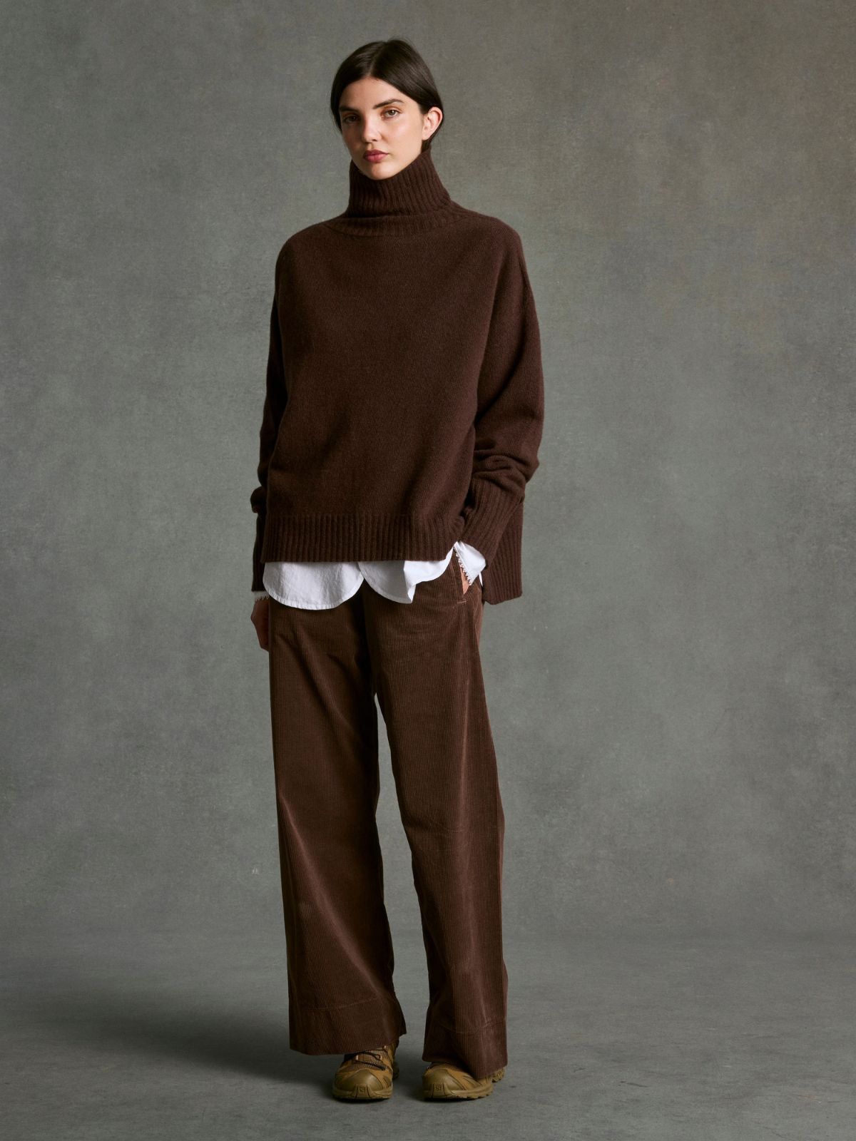 Sela Roll Neck Jumper - Chocolate
