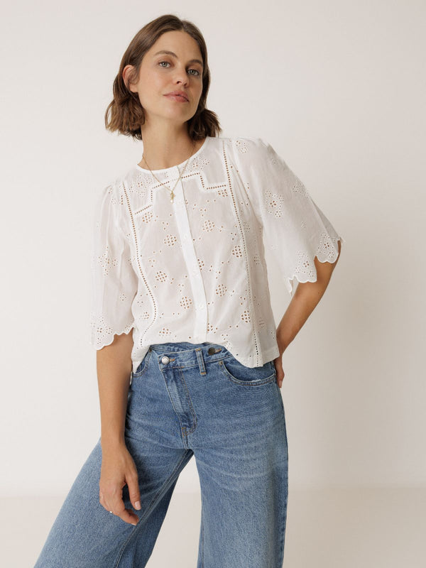 Embroidered Blouse  - White
