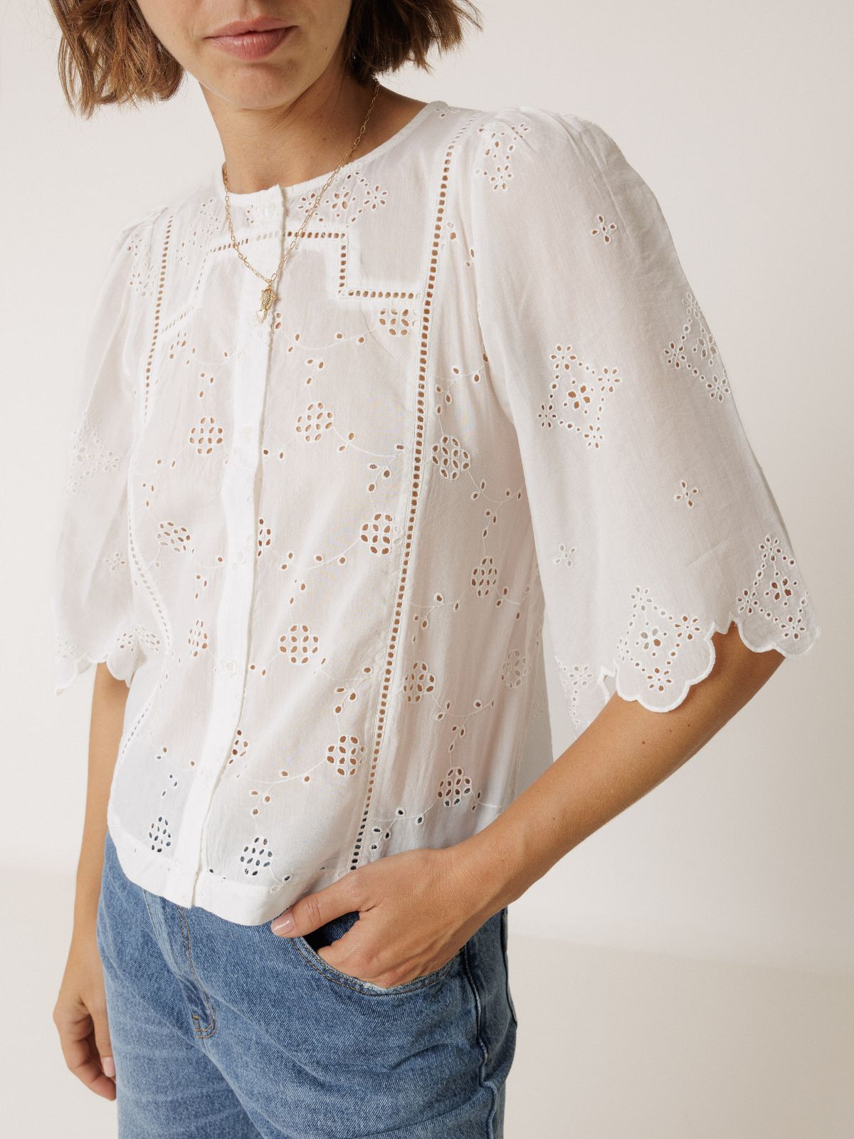 Embroidered Blouse  - White
