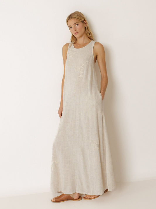 Linen Maxi Dress - Ecru