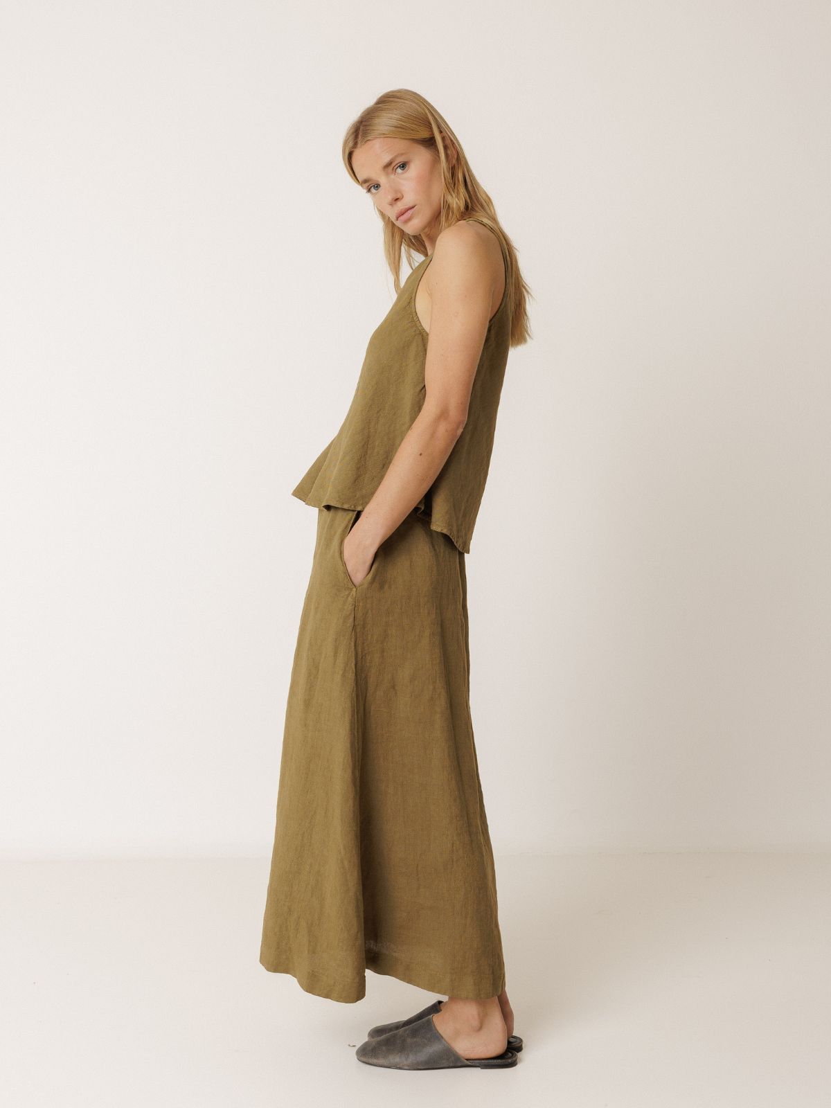 Linen Skirt - Khaki
