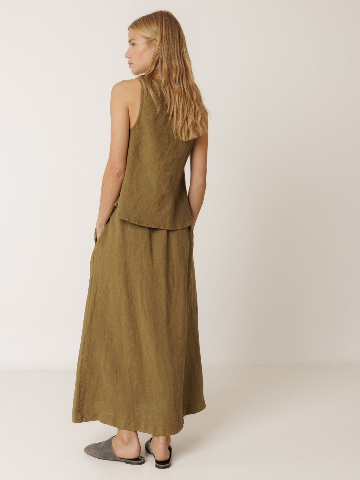 Linen Skirt - Khaki