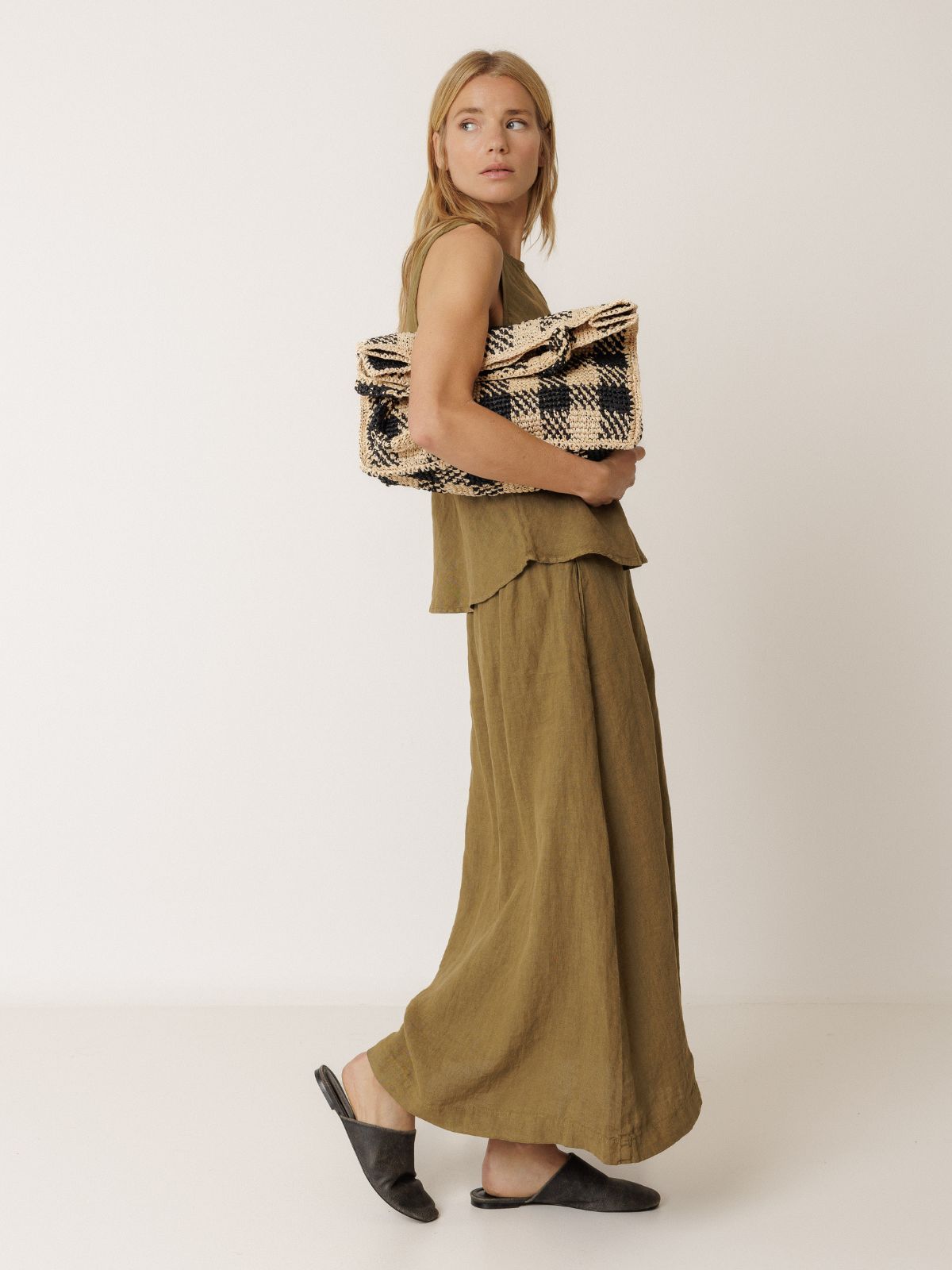 Linen Skirt - Khaki
