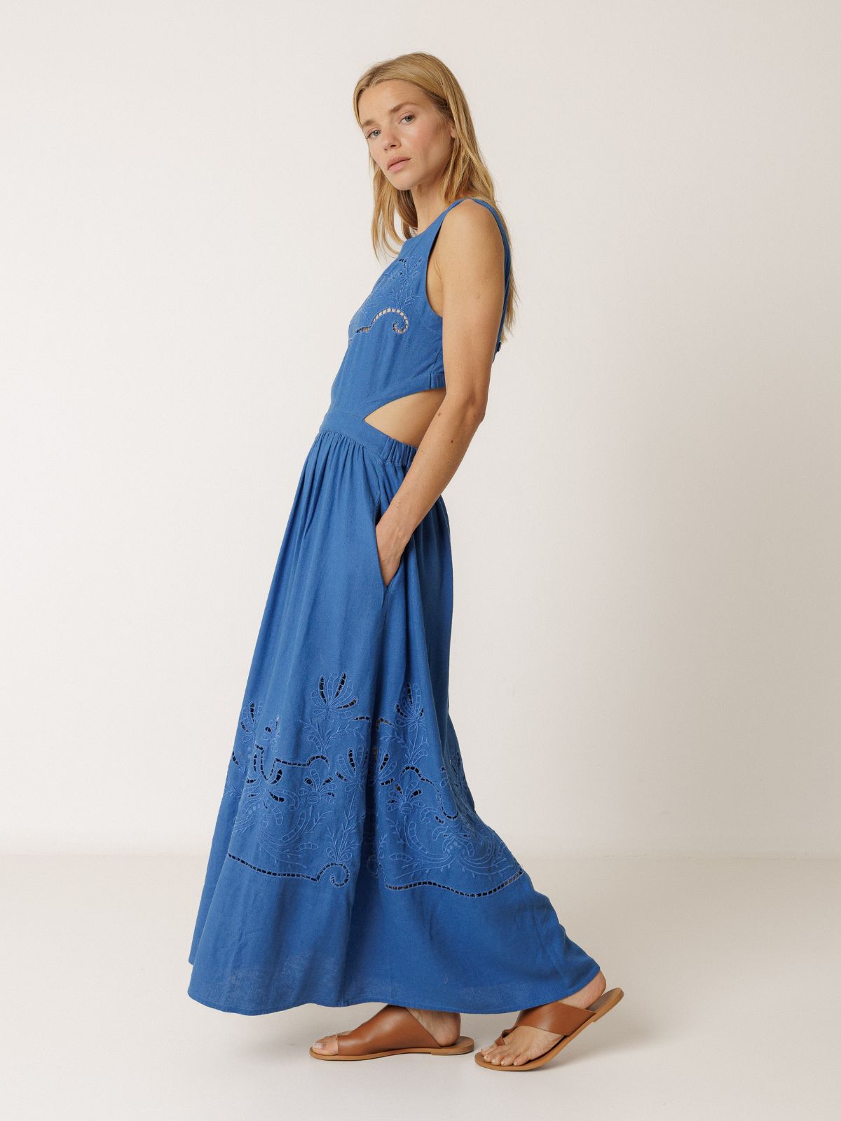 Open Back Dress - Blue