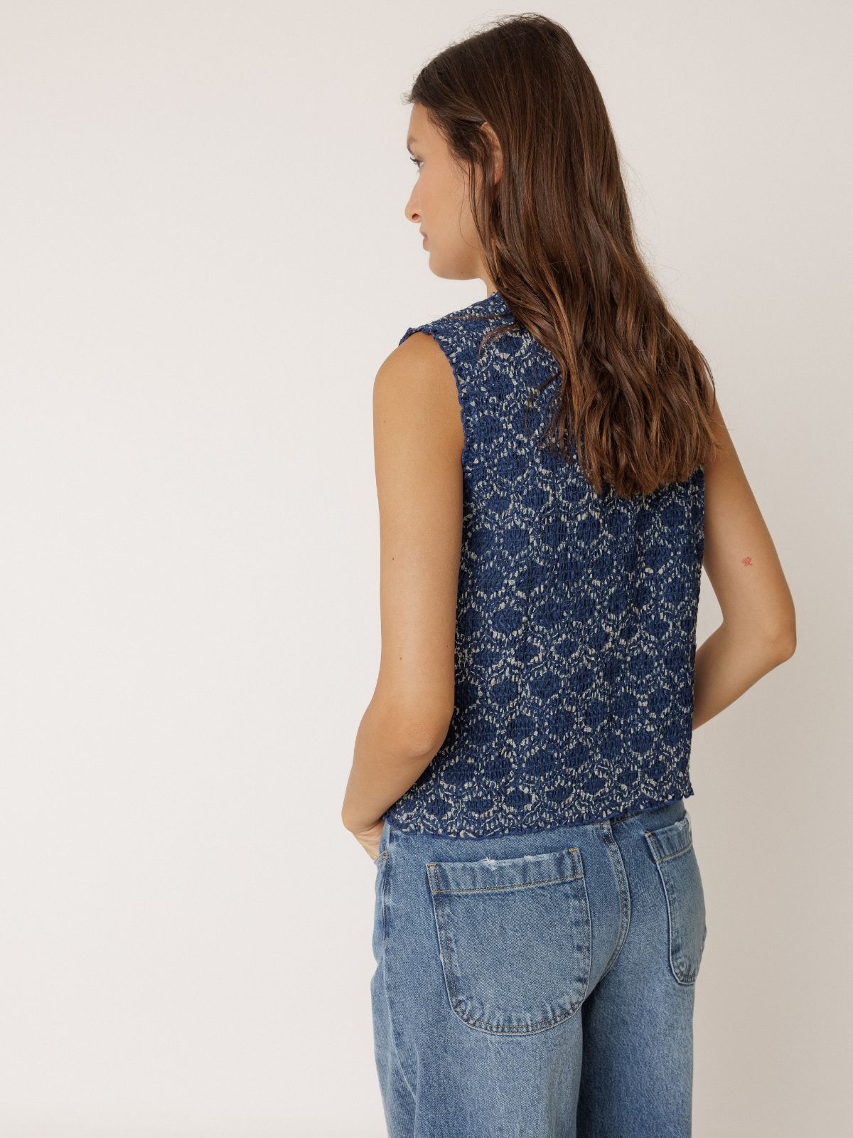 Print Vest - Indigo