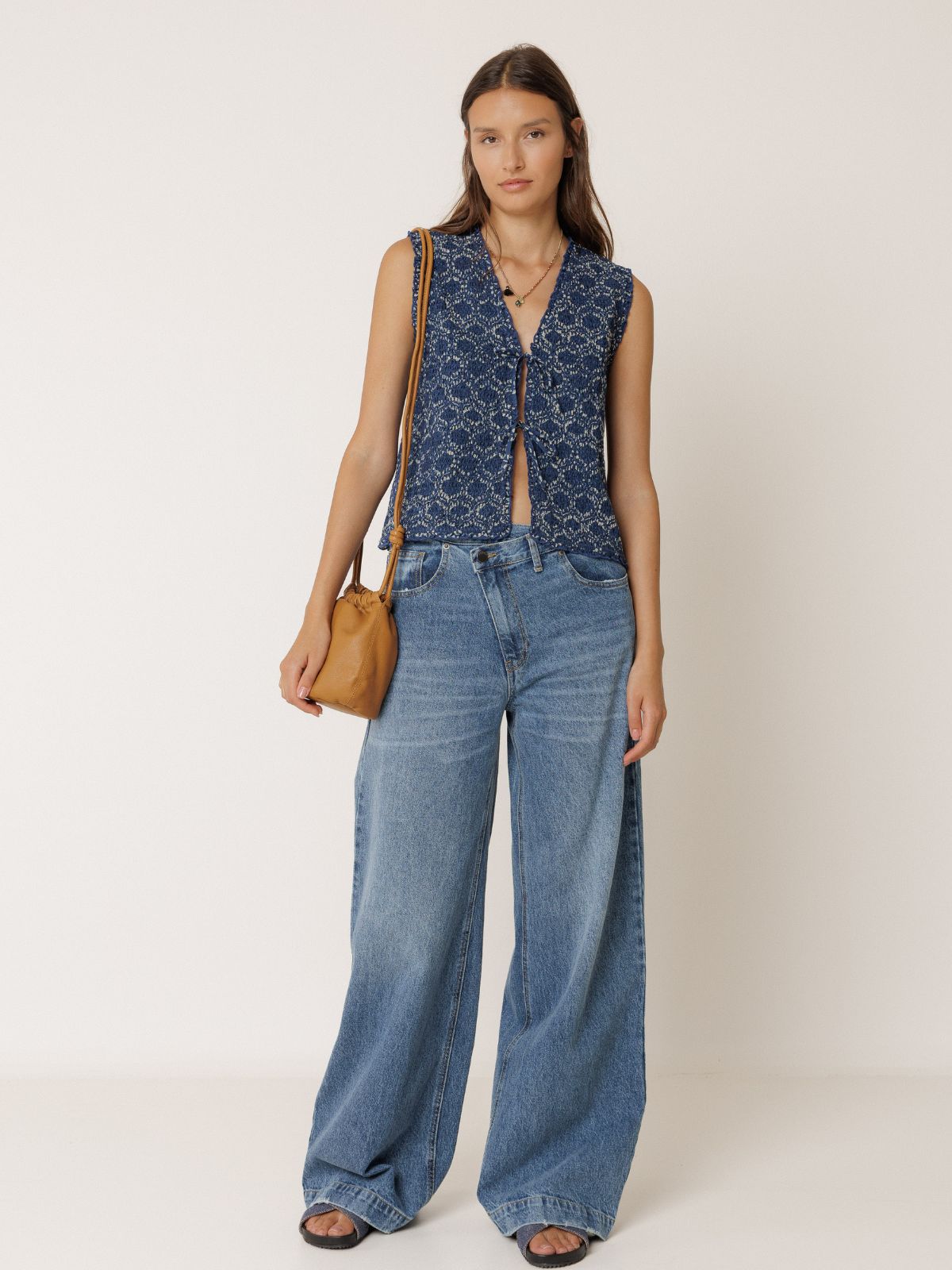 Print Vest - Indigo