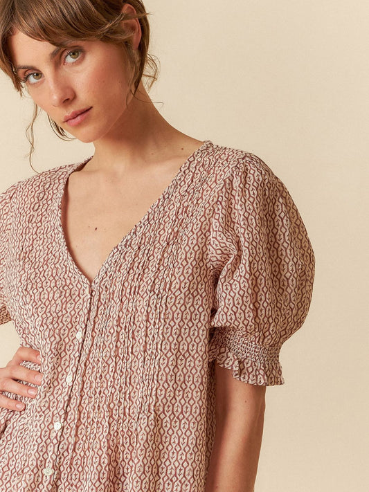Puff Sleeve Print Shirt