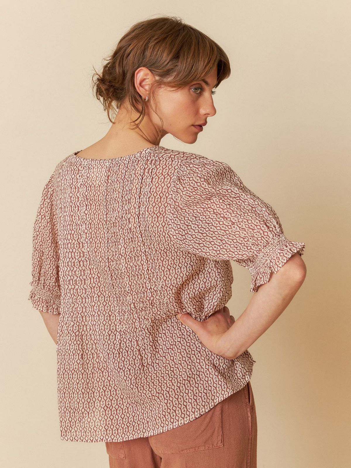 Puff Sleeve Print Shirt