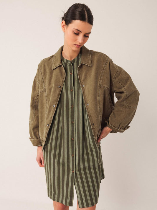 Denim Bomber Jacket - Olive