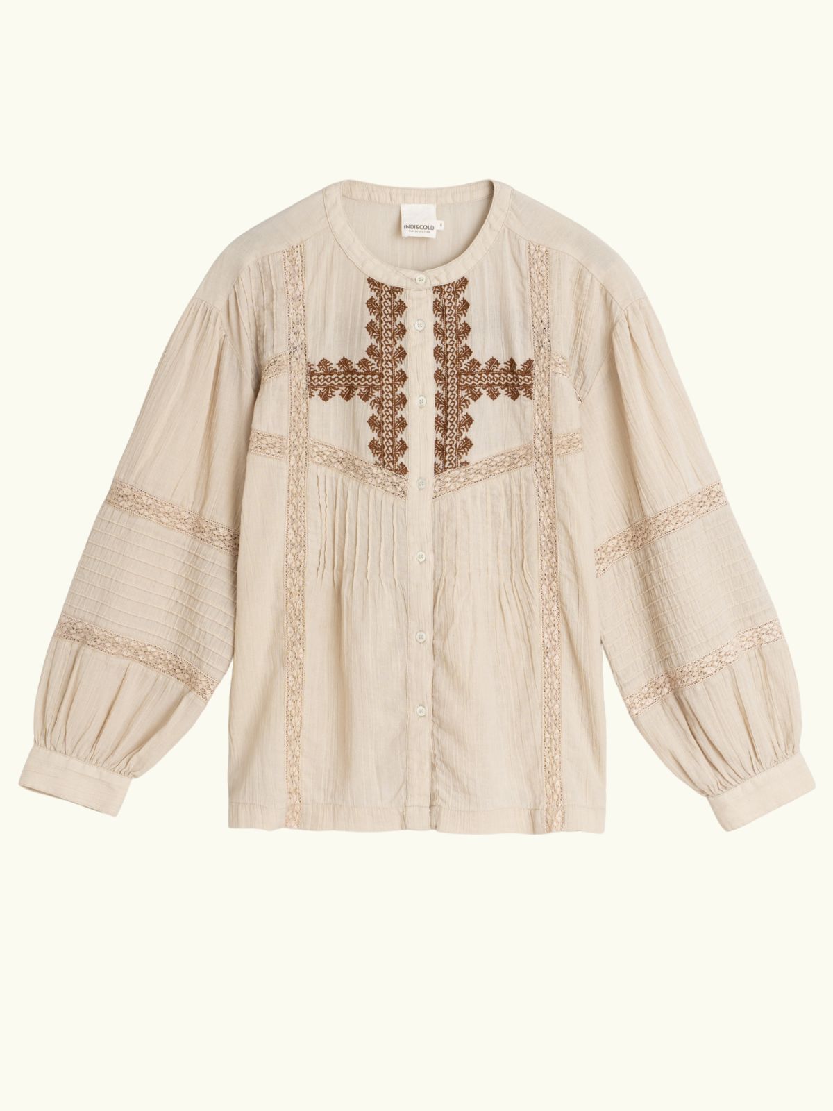 Ethnic Embroidered Blouse - Beige