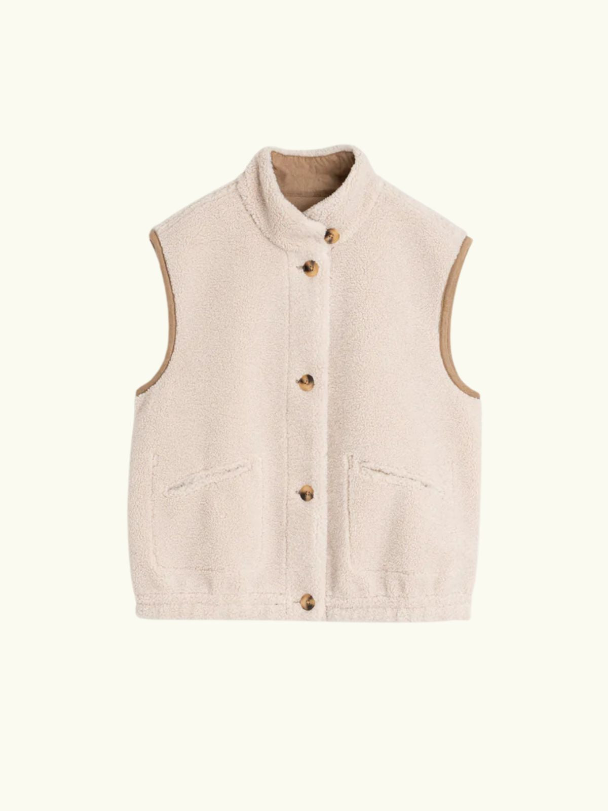Shearling Style Reversible Vest - Beige