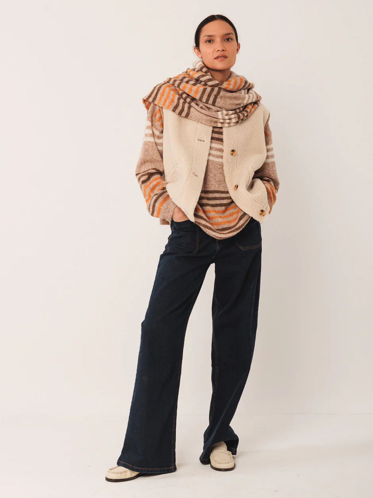 Shearling Style Reversible Vest - Beige