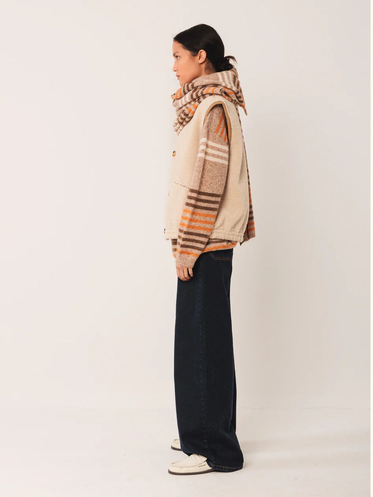 Shearling Style Reversible Vest - Beige