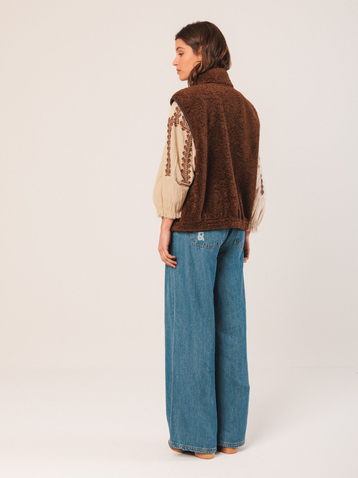 Shearling Style Vest - Chocolate