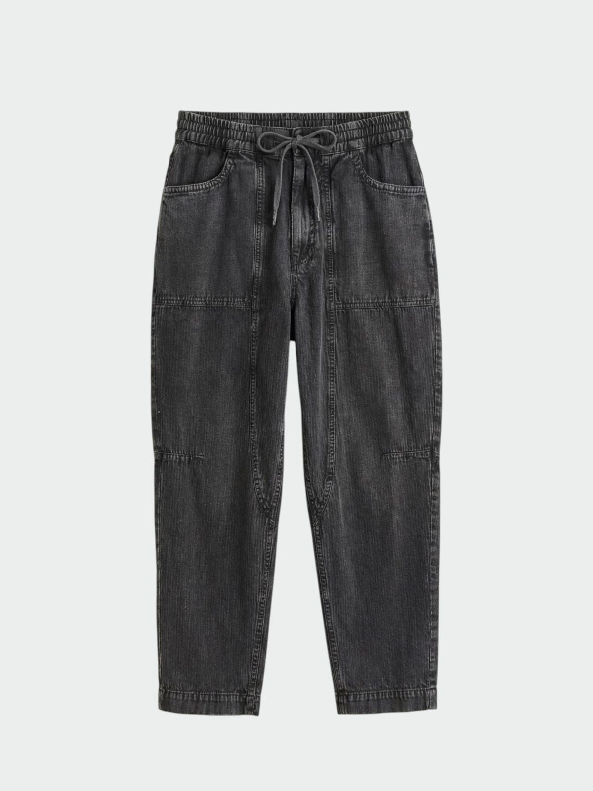 Herringbone Carrot Pants - Black