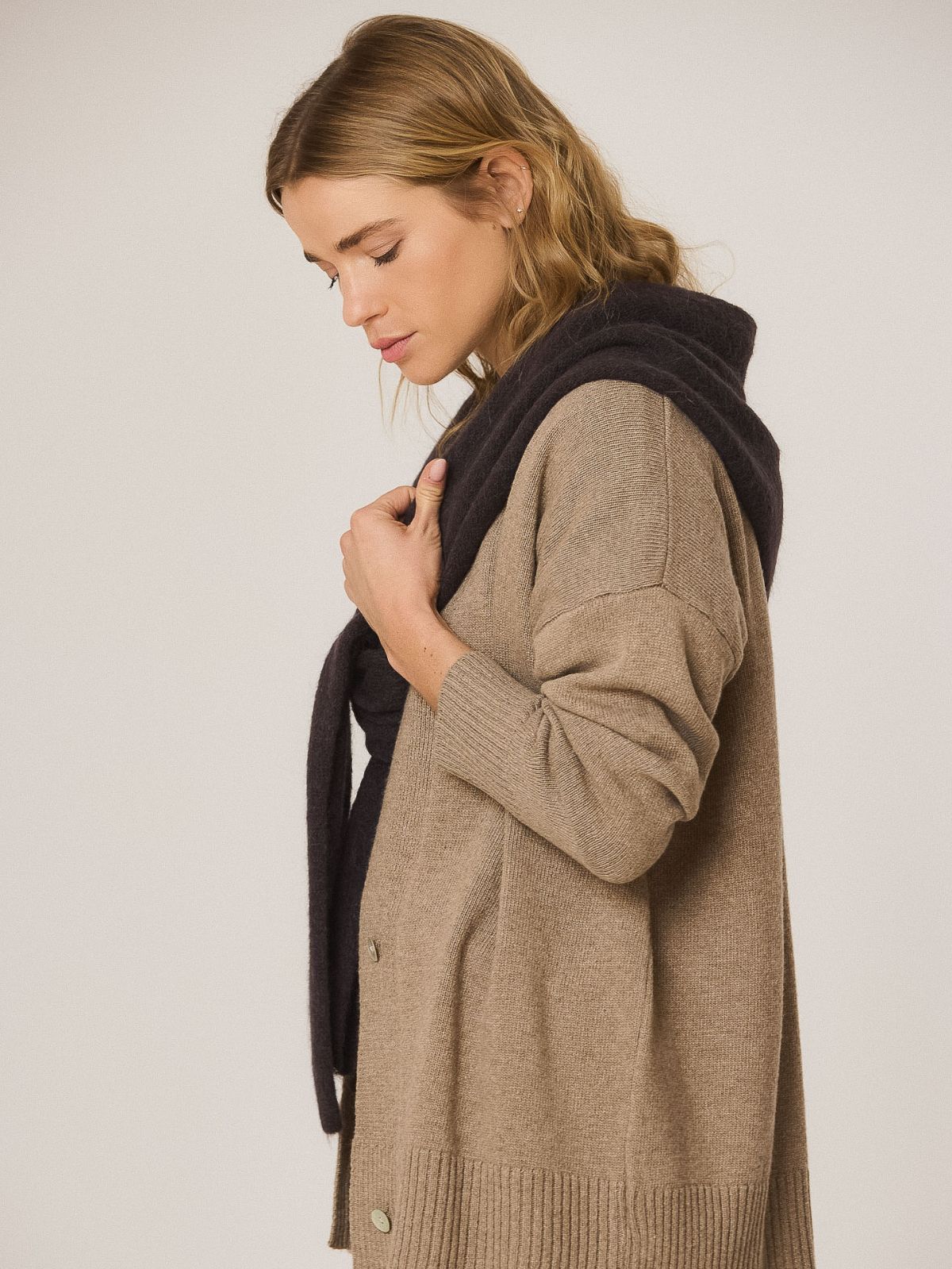 Knitted Shawl - Chocolate