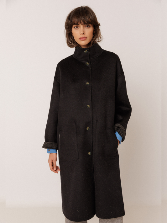 Tweed Reversible Coat - black