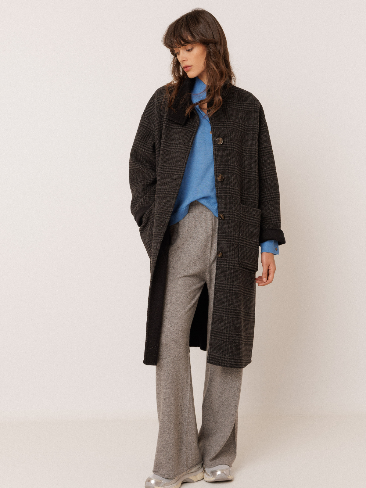 Tweed Reversible Coat - black