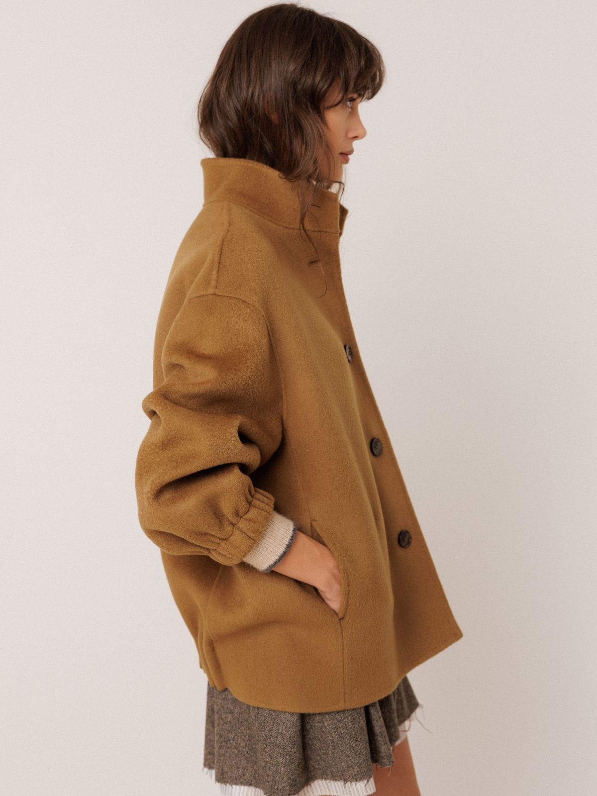Wool Bomber Jacket - Camel