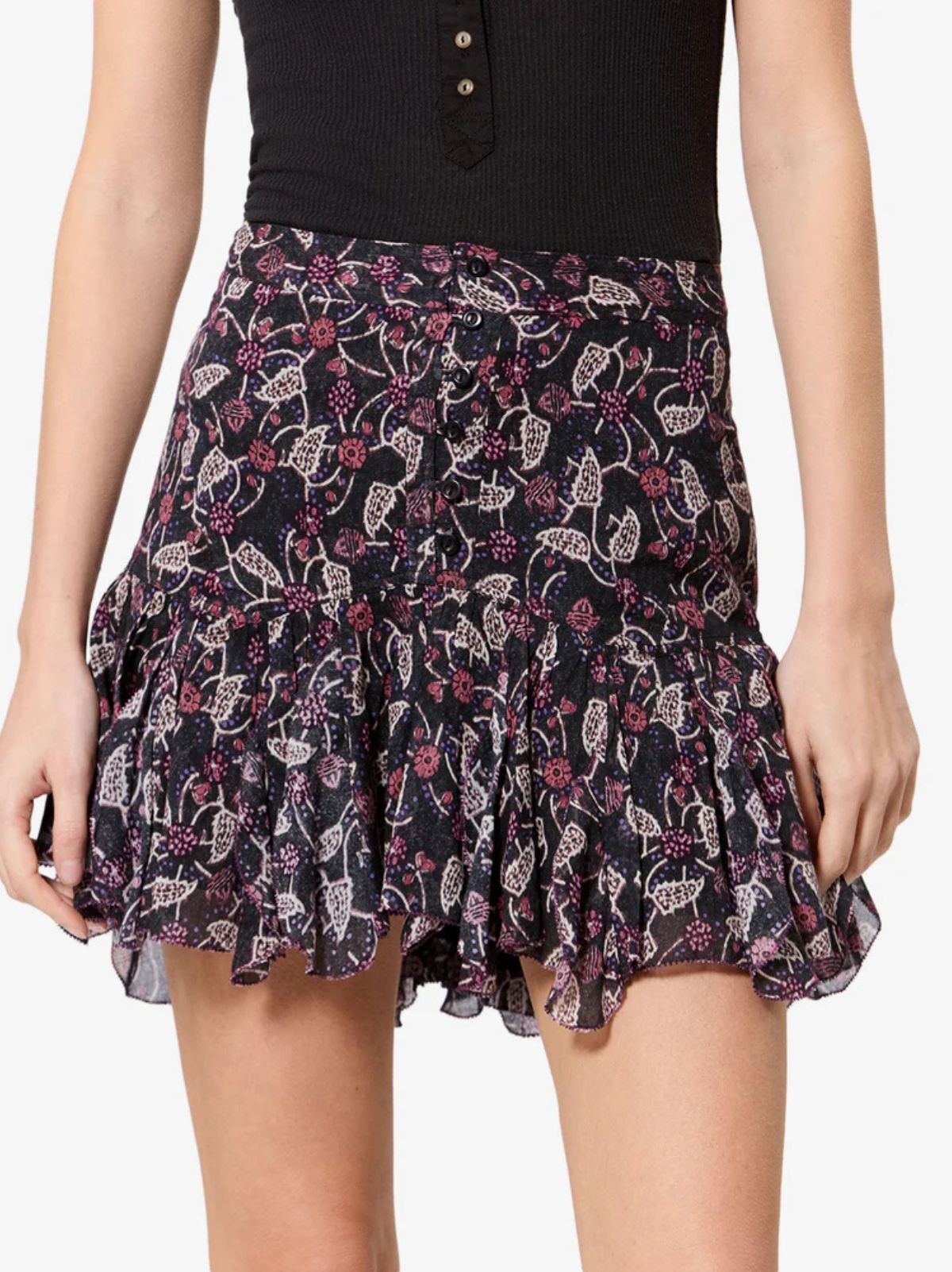 Daneen Print Mini Skirt - Black