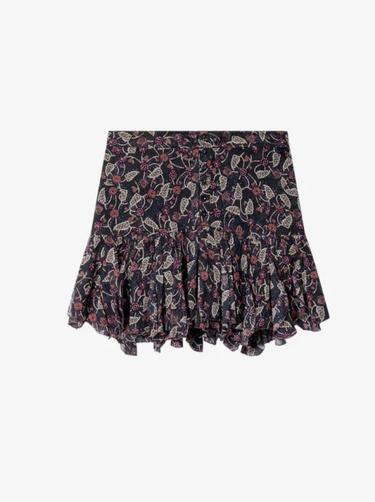 Daneen Print Mini Skirt - Black