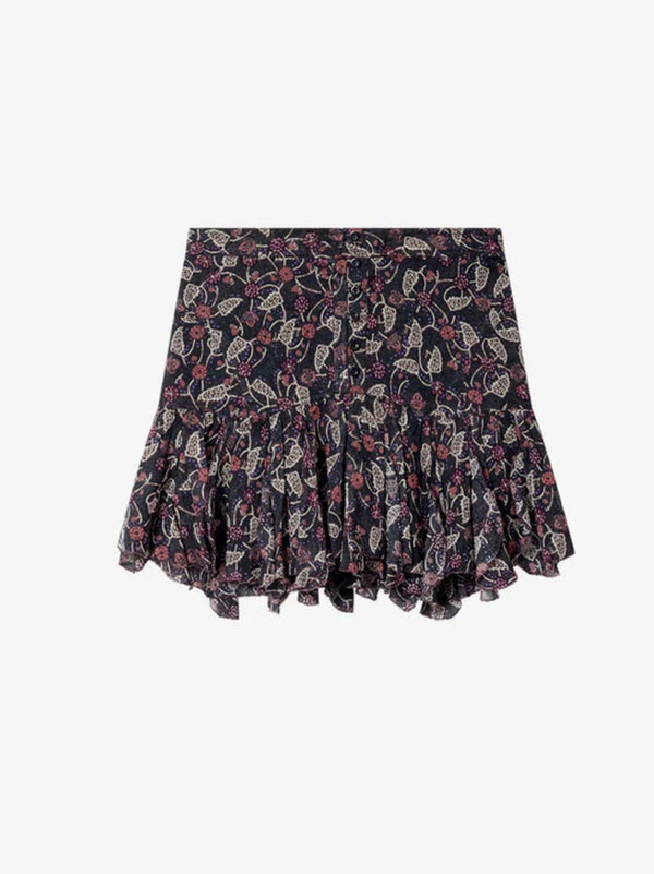 Daneen Print Mini Skirt - Black