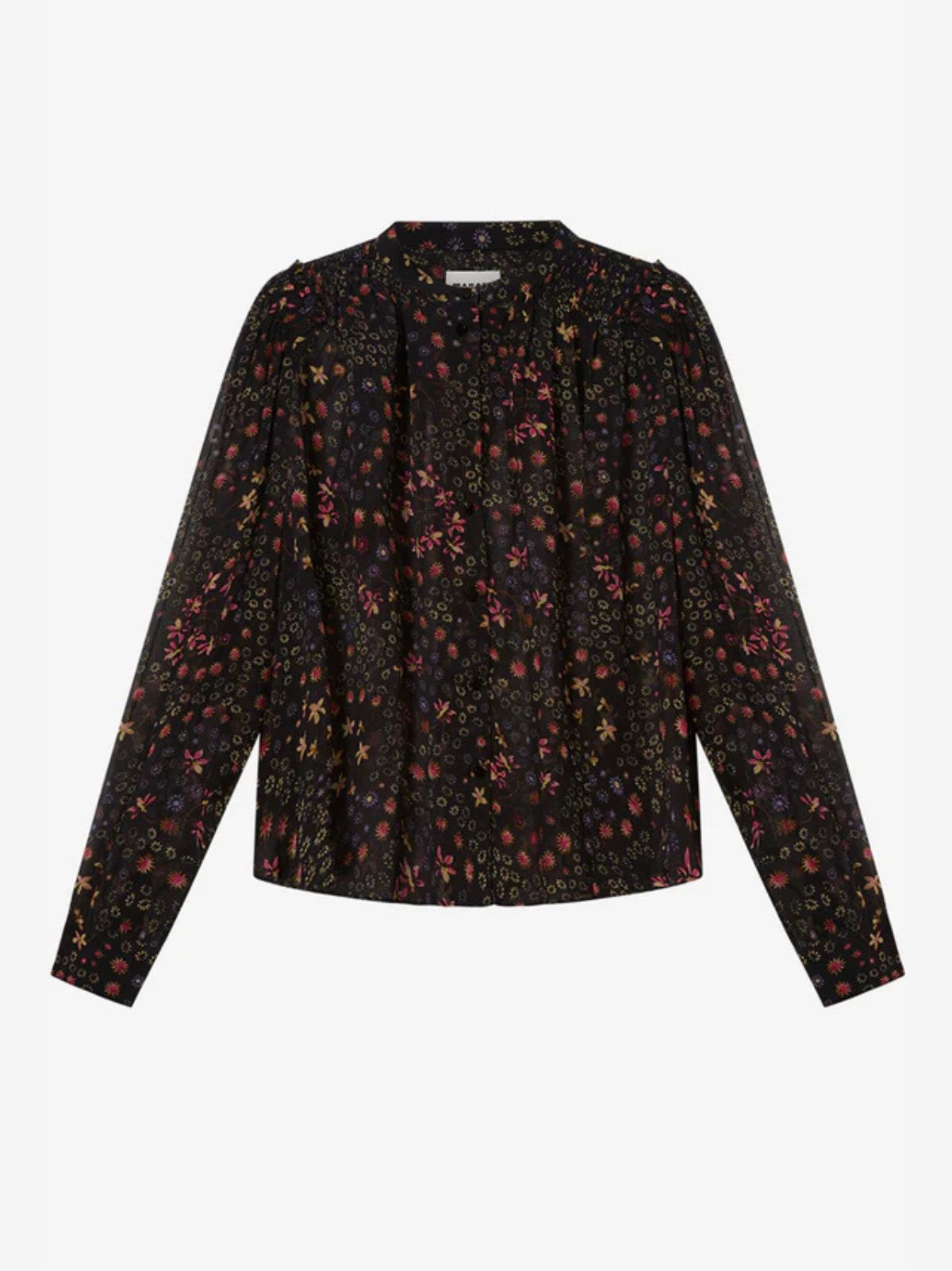 Florine Print Blouse - Black & Ecru